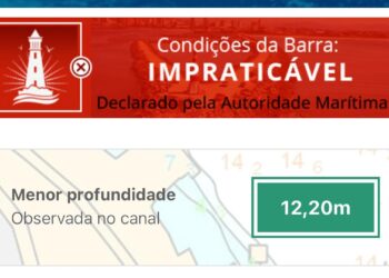 Canal de acesso aos portos de Itajaí permanece fechado devido à forte correnteza