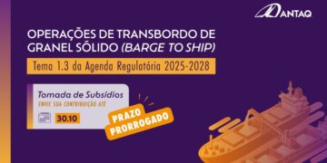 ANTAQ prorroga prazo para contribuições sobre transbordo de granel sólido até 30 de outubro